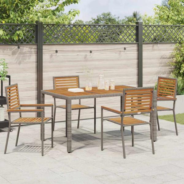 Outdoor-Stühle 4 pcs Grau, Braun