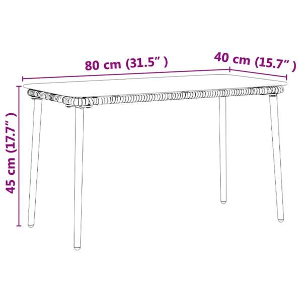 Gartentisch Schwarz 80 x 40 x 45 cm Poly Rattan