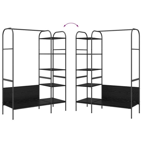 Kleiderständer mit Regalen Schwarze Eiche 120x44x160 cm Holzwerkstoff