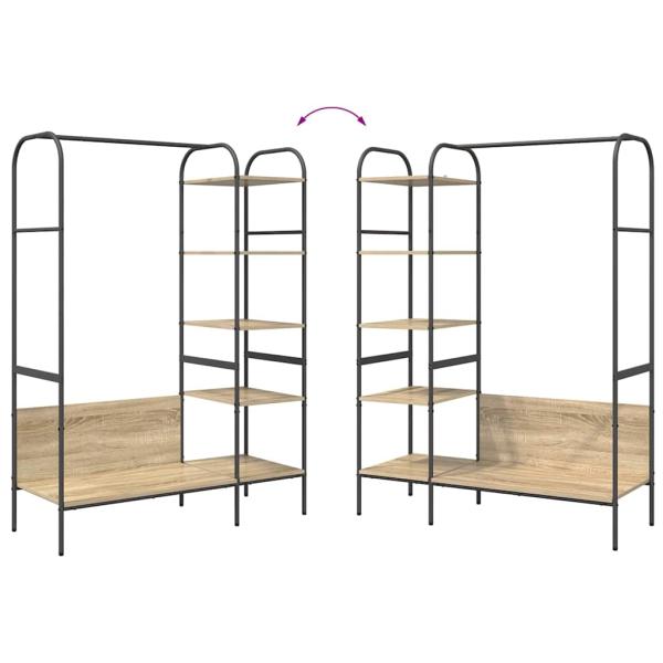 Kleiderständer mit Regalen Sonoma Eiche 120x44x160 cm Holzwerkstoff
