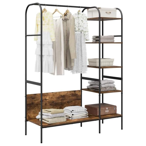 Kleiderständer mit Regalen Geräuchert Eiche 120x44x160 cm Holzwerkstoff