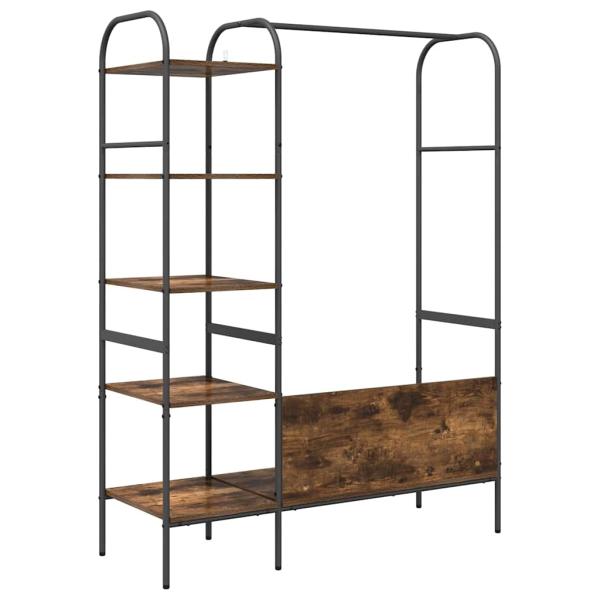 Kleiderständer mit Regalen Geräuchert Eiche 120x44x160 cm Holzwerkstoff