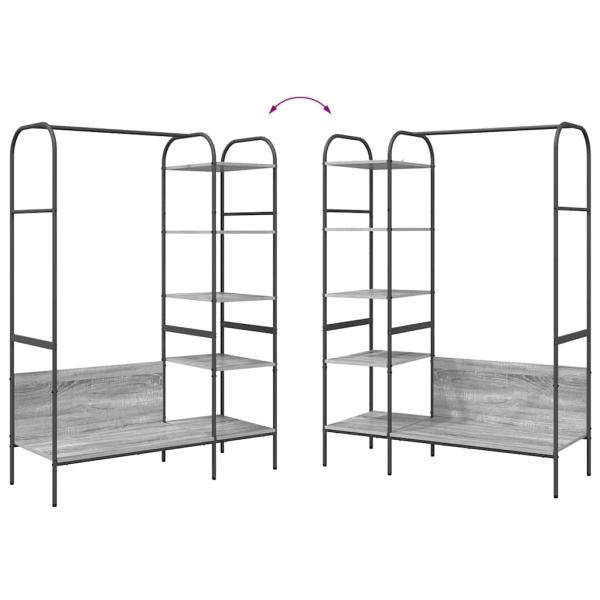 Kleiderständer mit Regalen Grau Sonoma 120x44x160 cm Ingenieuer Holz