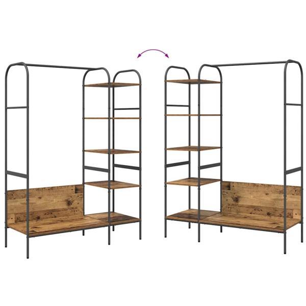 Kleiderständer mit Regalen Altes Holz 120x44x160 cm Leichtes Holz