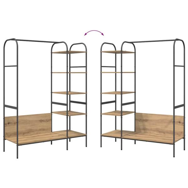 Kleiderständer mit Regalen Eiche 120x44x160 cm
