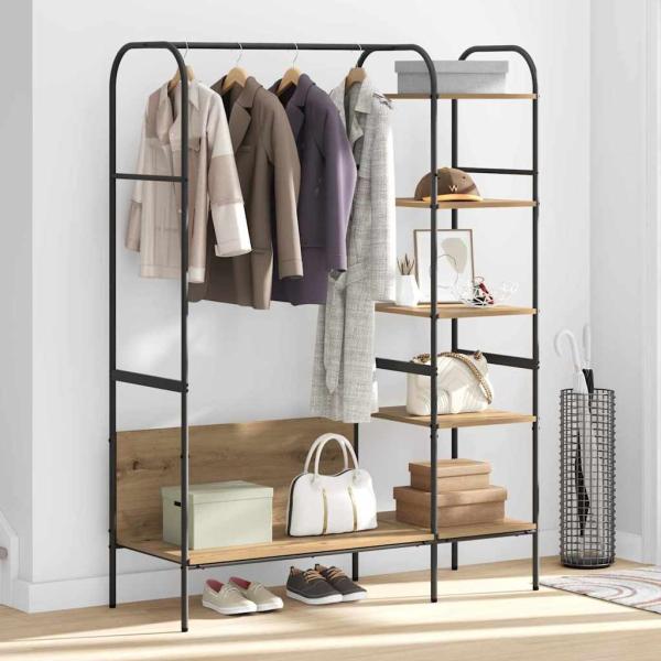 Kleiderständer mit Regalen Eiche 120x44x160 cm