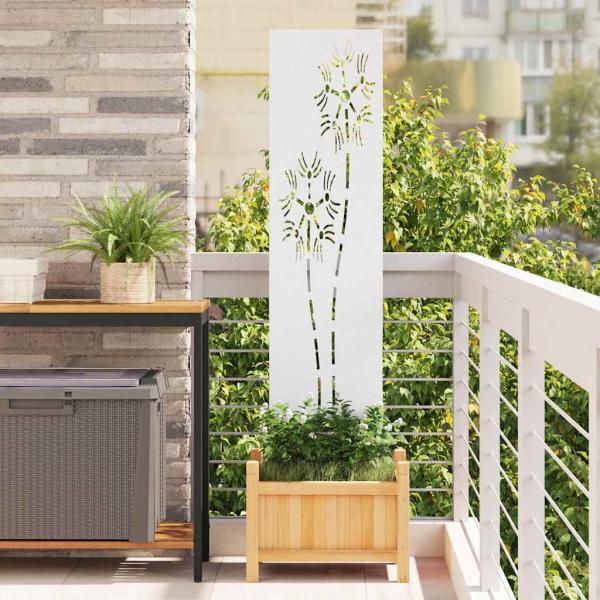 ARDEBO.de - Garten dekoratives Panel Weiß 32 x 140 cm Kaltgewalzter Stahl