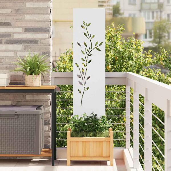 ARDEBO.de - Garten dekoratives Panel Weiß 32 x 140 cm Kaltgewalzter Stahl
