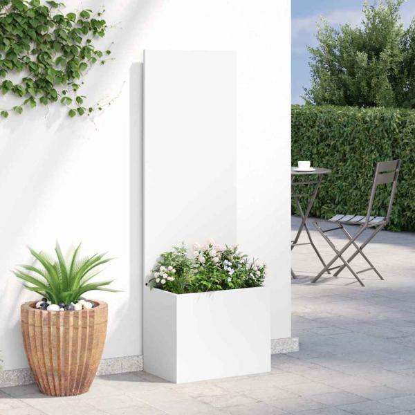 Blumentopf mit dekorativem Paneel Weiß 50 x 140 cm