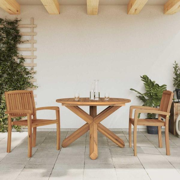 Gartentisch Ø109x74 cm Massivholz Teak
