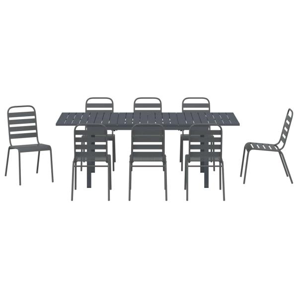Garten Essgruppe 9 pcs Anthrazit Pulverbeschichteter Stahl