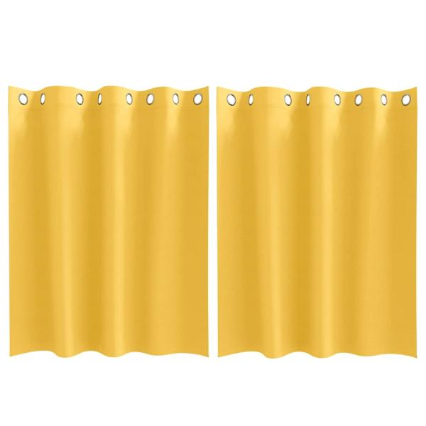 Vorhänge mit Vorhängen 2 pcs Senfgelb 140 x 140 cm Polyester