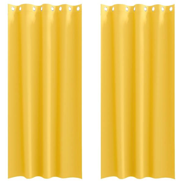 Vorhänge mit Vorhängen 2 pcs Senfgelb 245 x 140 cm Polyester