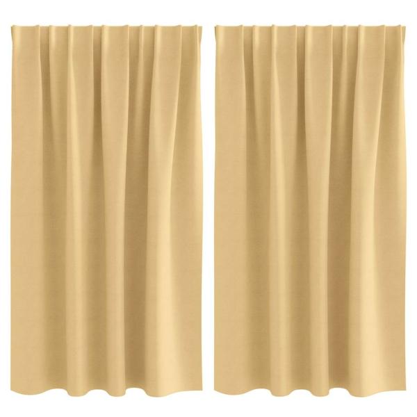 Vorhänge mit Vorhängen 2 pcs Beige 140 x 140 cm Polyester