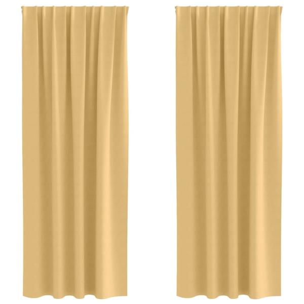 Vorhänge mit Vorhängen 2 pcs Beige 225 x 140 cm Polyester