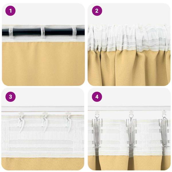 Vorhänge mit Vorhängen 2 pcs Beige 225 x 140 cm Polyester