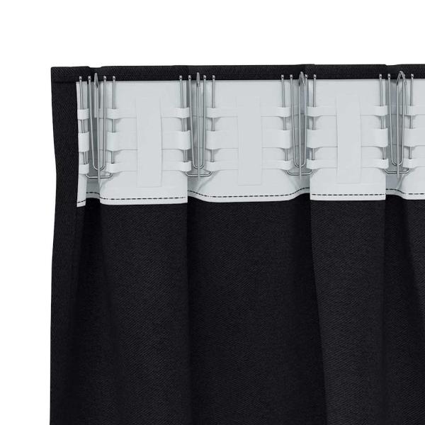 Vorhänge mit Vorhängen 2 pcs Schwarz 245 x 140 cm Polyester