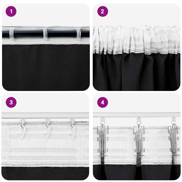 Vorhänge mit Vorhängen 2 pcs Schwarz 245 x 140 cm Polyester
