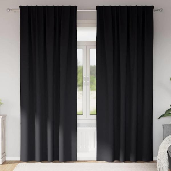 ARDEBO.de - Vorhänge mit Vorhängen 2 pcs Schwarz 260 x 140 cm Polyester