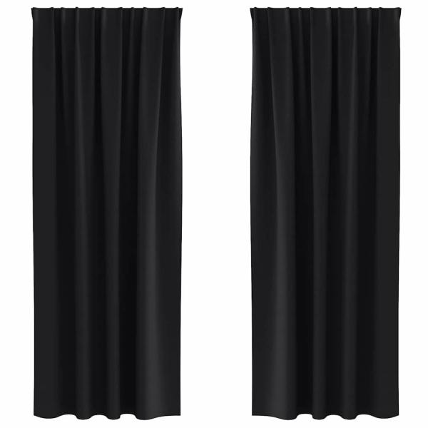 Vorhänge mit Vorhängen 2 pcs Schwarz 260 x 140 cm Polyester