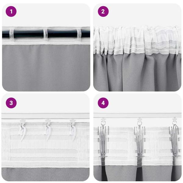 Vorhänge mit Vorhängen 2 pcs Hellgrau 260 x 140 cm Polyester