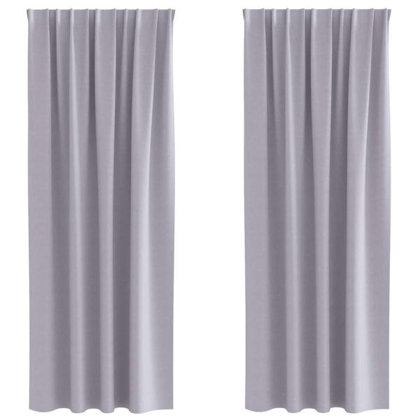 Vorhänge mit Vorhängen 2 pcs Metallgrau 245 x 140 cm Polyester