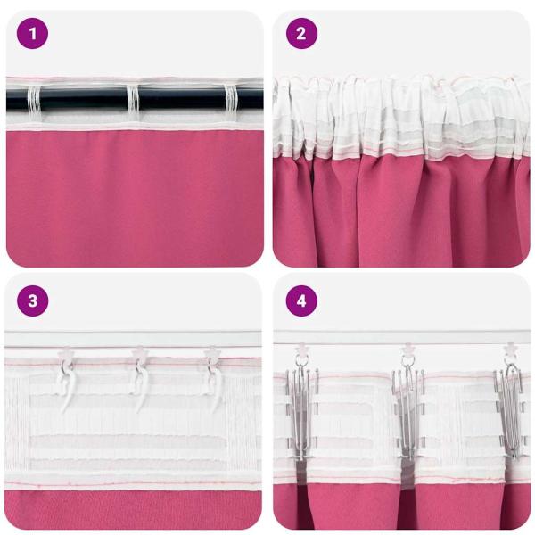 Verdunkelungs-Vorhänge mit Ringen 2 pcs Helles Pink