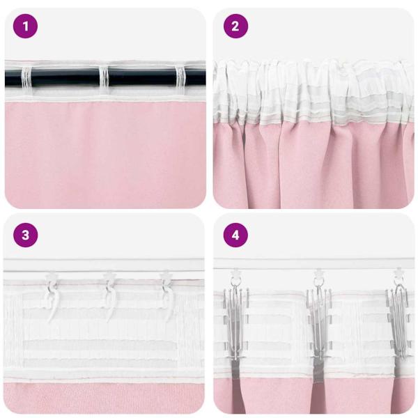 Vorhänge mit Vorhängen 2 pcs Baby Pink 245 x 140 cm Polyester