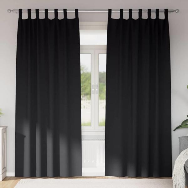 ARDEBO.de - Vorhänge mit Vorhängen 2 pcs Schwarz 245 x 140 cm Polyester