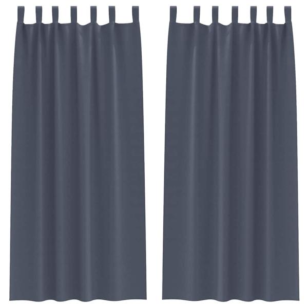 Vorhänge mit Vorhängen 2 pcs Anthrazit 260 x 140 cm Polyester