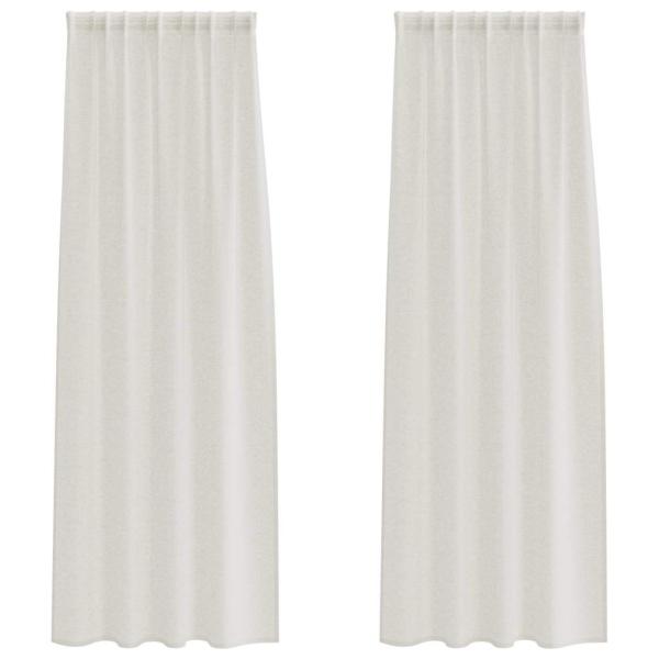 Vorhänge mit Vorhängen 2 pcs Cremefarben 140 x 225 cm Polyester
