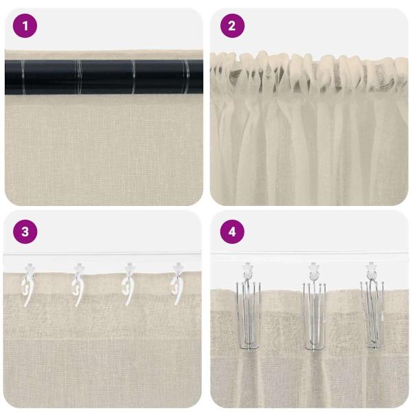 Voile-Vorhang 2 Stk. Sand 225 x 140 cm Polyester