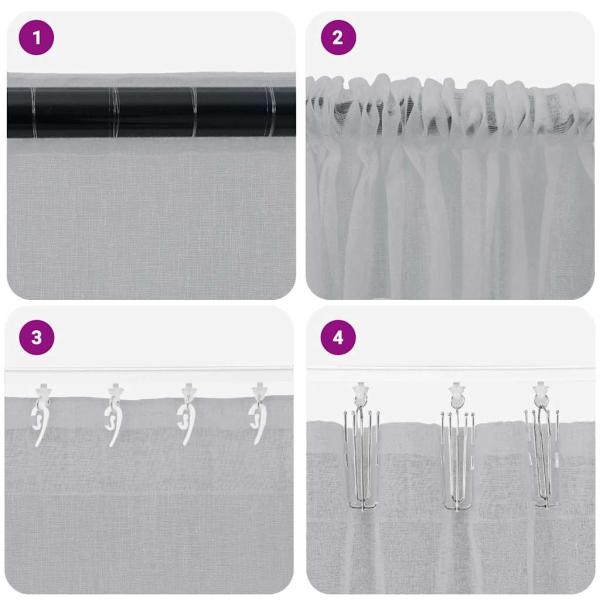 Voile-Vorhang 2 pcs Dunkelgrau 225 x 140 cm Polyester