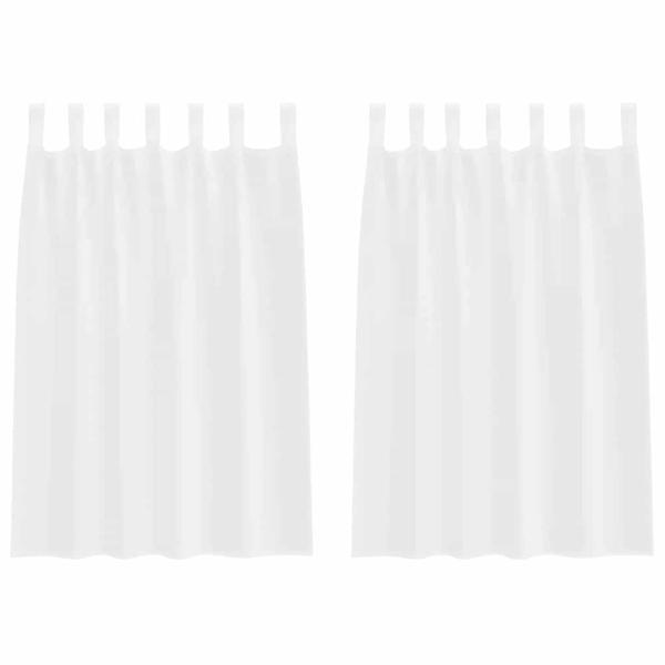 Vorhänge mit Vorhängen 2 pcs Weiß 140 x 140 cm Polyester