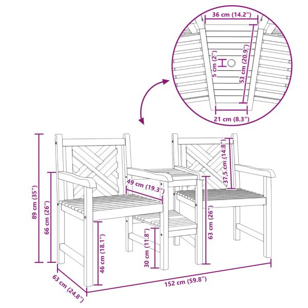 Outdoor-Stühle mit Regal Lattice Braun 152 x 63 x 89 cm Teak-Massivholz