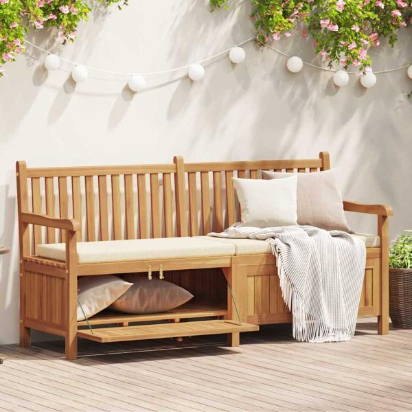 ARDEBO.de - Gartenaufbewahrungsbank Braun 228 x 60 x 90 cm Teak-Massivholz