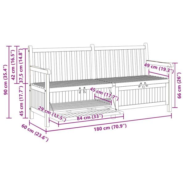 Gartenaufbewahrungsbank Braun 228 x 60 x 90 cm Teak-Massivholz