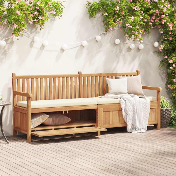 ARDEBO.de - Gartenaufbewahrungsbank Braun 228 x 60 x 90 cm Teak-Massivholz