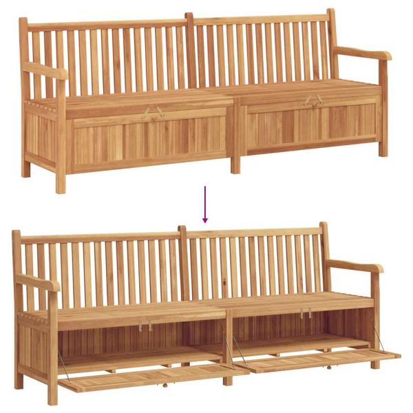 Gartenaufbewahrungsbank Braun 228 x 60 x 90 cm Teak-Massivholz
