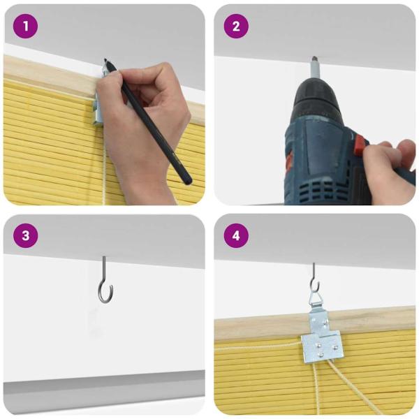 Fensterjalousien und -schattierungen Gelb 100 x 220 cm Bambus