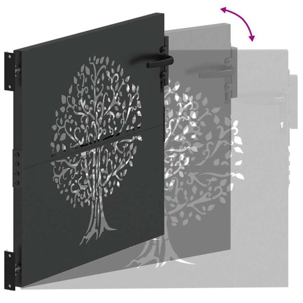 Gartentor Schwarz 100 x 100 cm Pulverbeschichteter Stahl