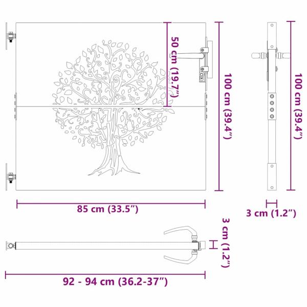 Gartentor Schwarz 100 x 100 cm Pulverbeschichteter Stahl