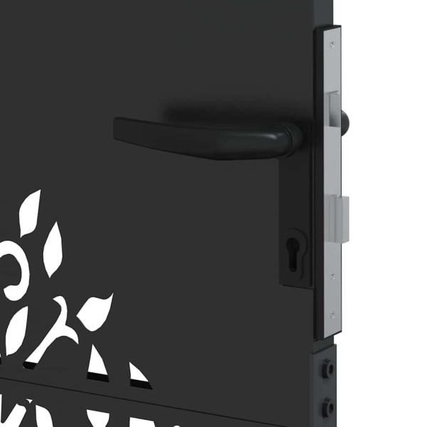 Gartentor Schwarz 100 x 125 cm Pulverbeschichteter Stahl