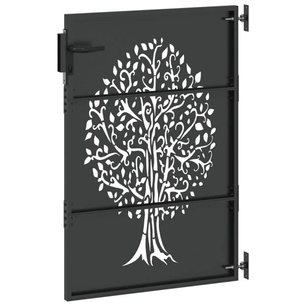 Gartentor Schwarz 100 x 150 cm Pulverbeschichteter Stahl