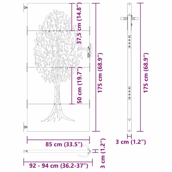 Gartentor Schwarz 100 x 175 cm Pulverbeschichteter Stahl