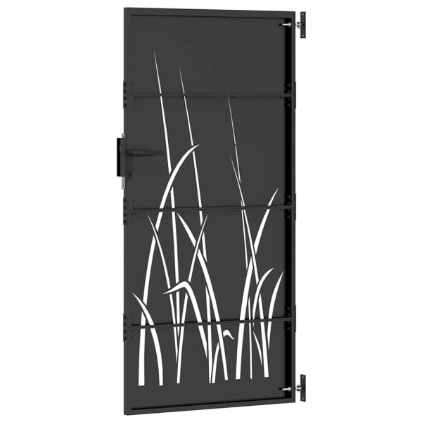 Gartentor Schwarz 105 x 200 cm Pulverbeschichteter Stahl