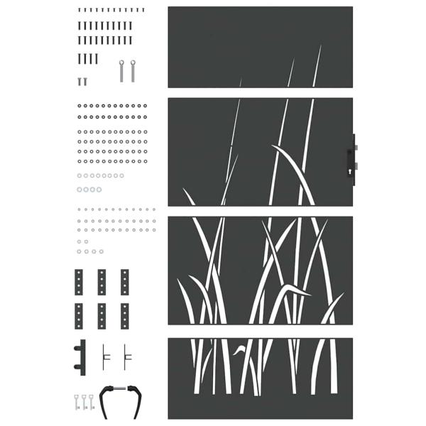 Gartentor Schwarz 105 x 200 cm Pulverbeschichteter Stahl