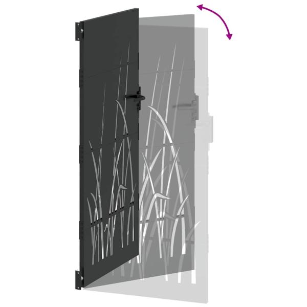 Gartentor Schwarz 105 x 200 cm Pulverbeschichteter Stahl