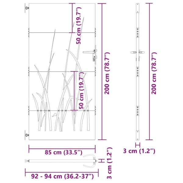 Gartentor Schwarz 105 x 200 cm Pulverbeschichteter Stahl