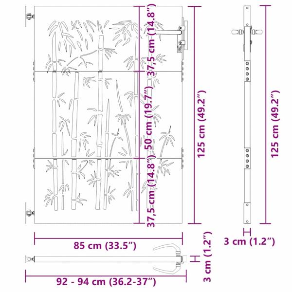 Gartentor Schwarz 105 x 125 cm Pulverbeschichteter Stahl